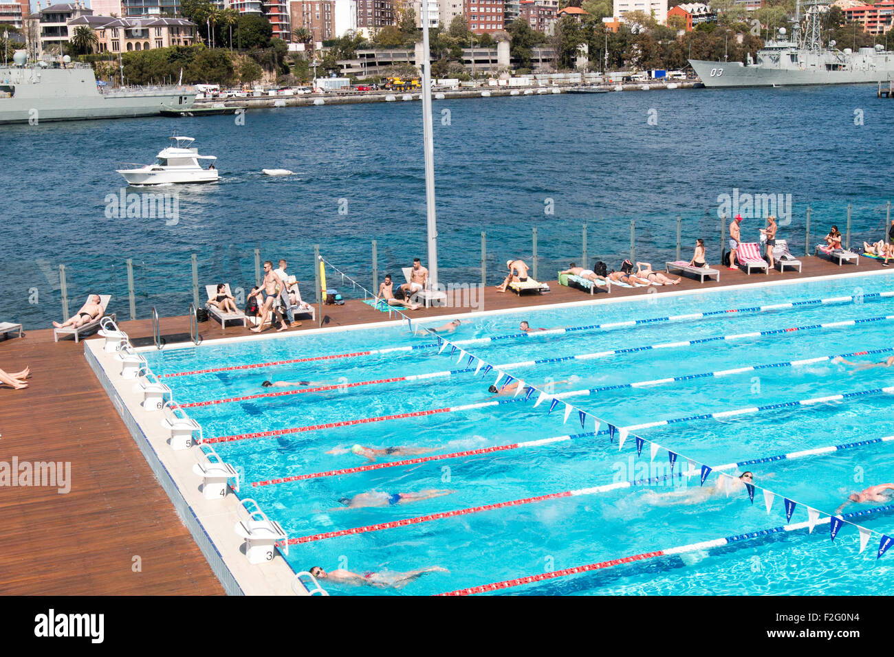 Andrew Boy Charlton open air 50m swimming pool at Woolloomooloo bay