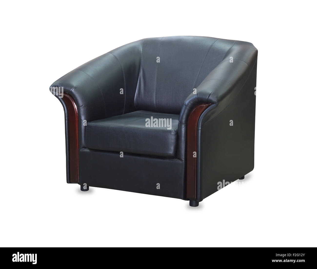 modern black leather chair isolated on white Stock Photo - Alamy