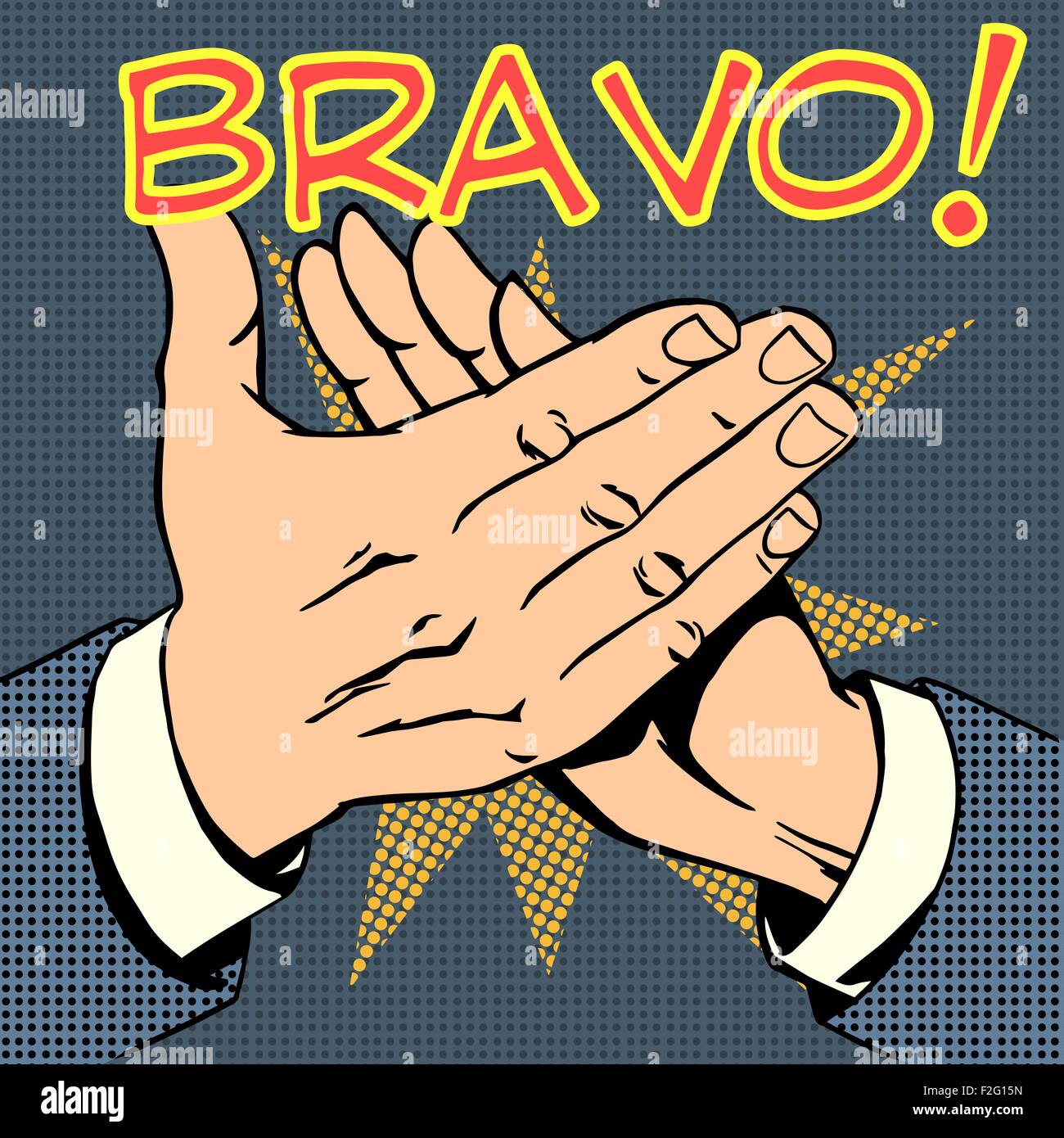 hands palm applause success text Bravo Stock Vector