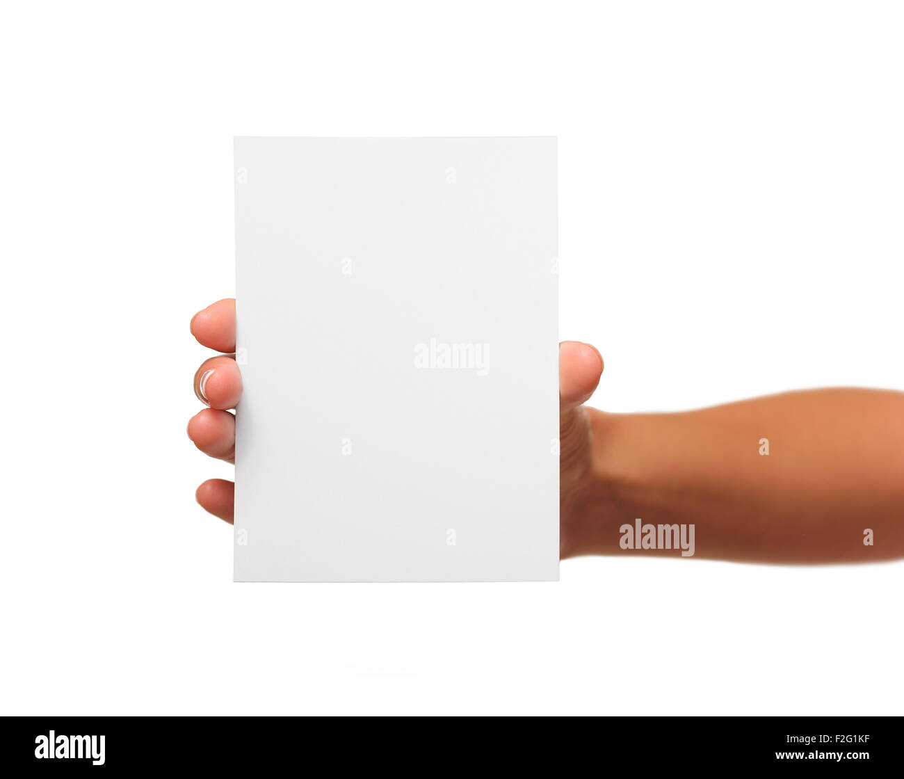 Woman holding blank business card in hand Stock Photo - Alamy