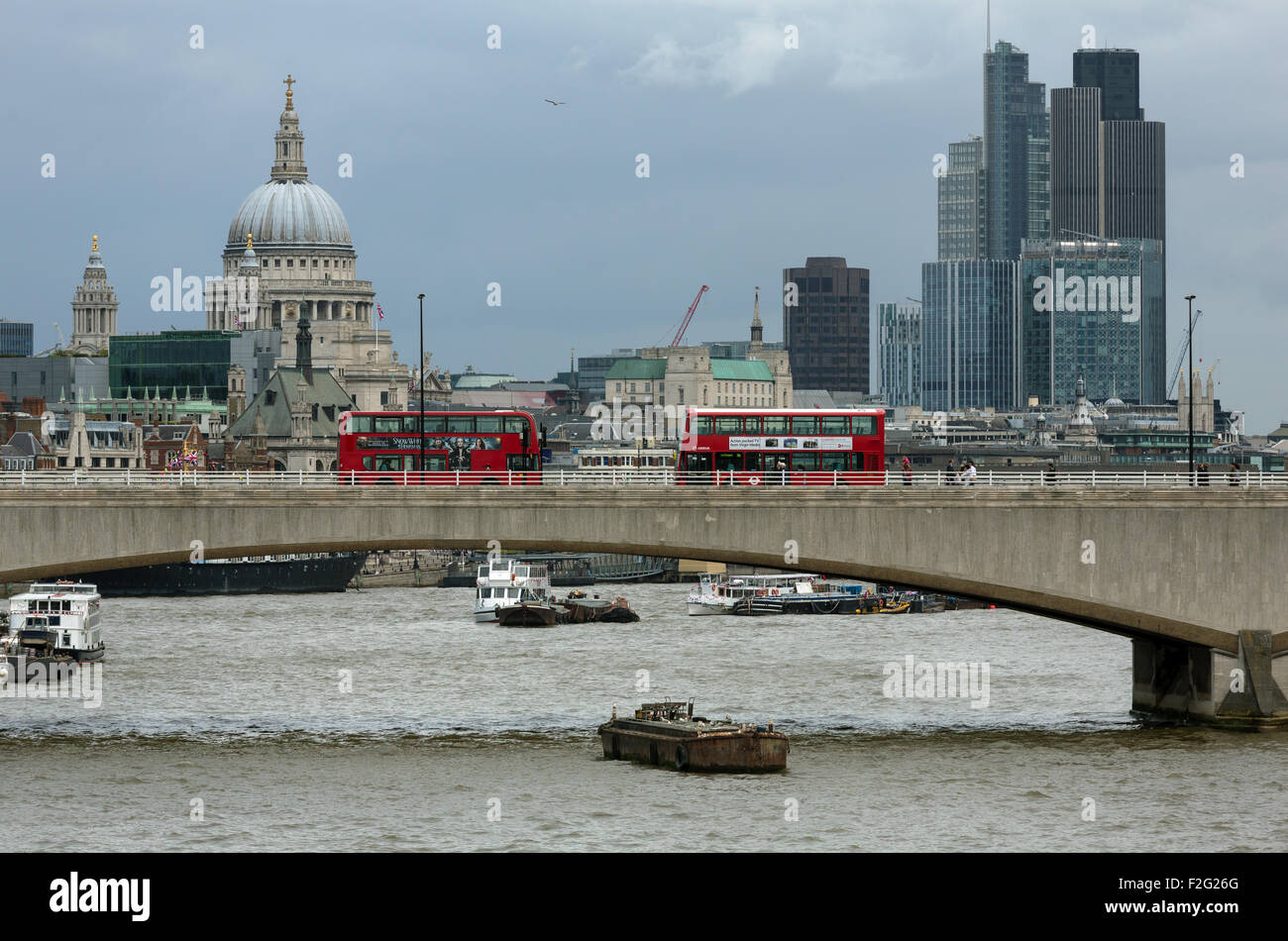 04.06.2012, London, Greater London, United Kingdom - View towards the City of London across the Thames with the Saint Paul's Stock Photo