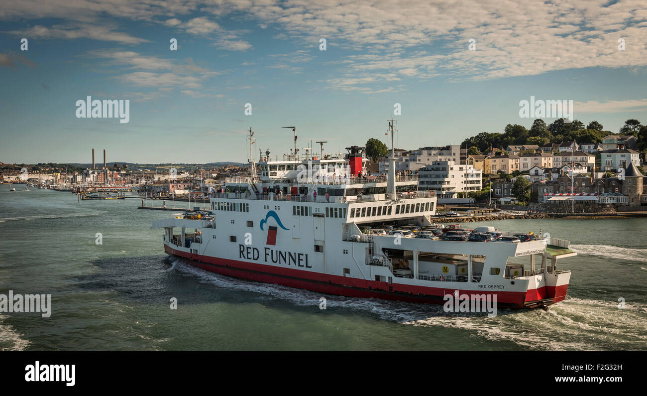 A Red Funnel Ferry From Southampton Entering East Cowes Isle Of