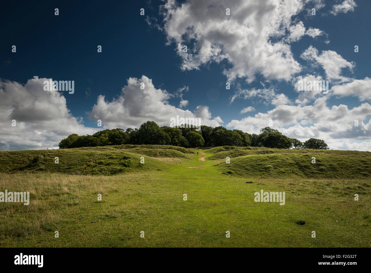 Badbury Rings Iron Age hill fort near Blandford Forum, Dorset, UK Stock Photo