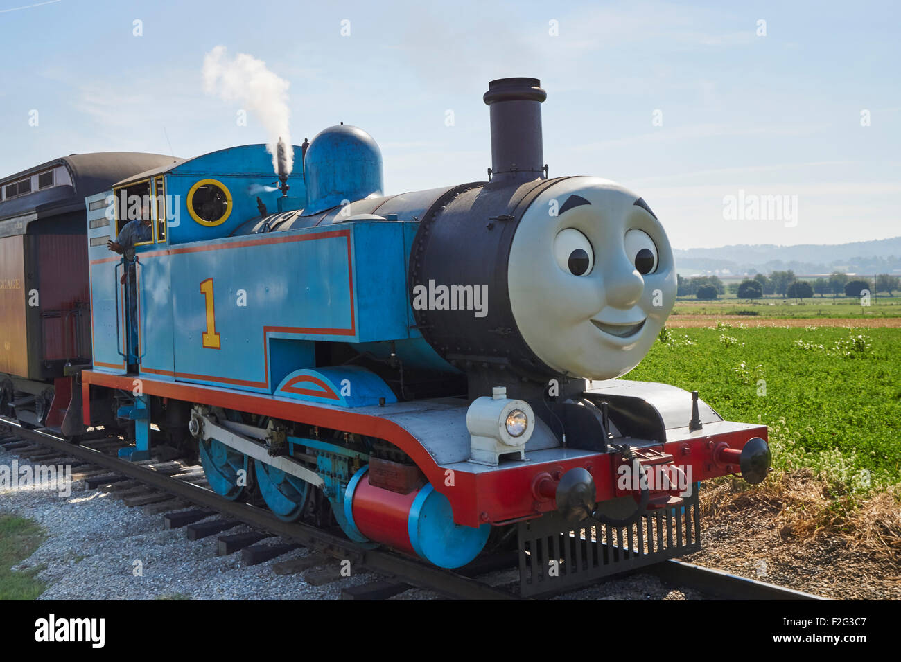 Thomas the Tank Engine at the Strasburg Railroad. Strasburg, Lancaster County, Pennsylvania, USA Stock Photo