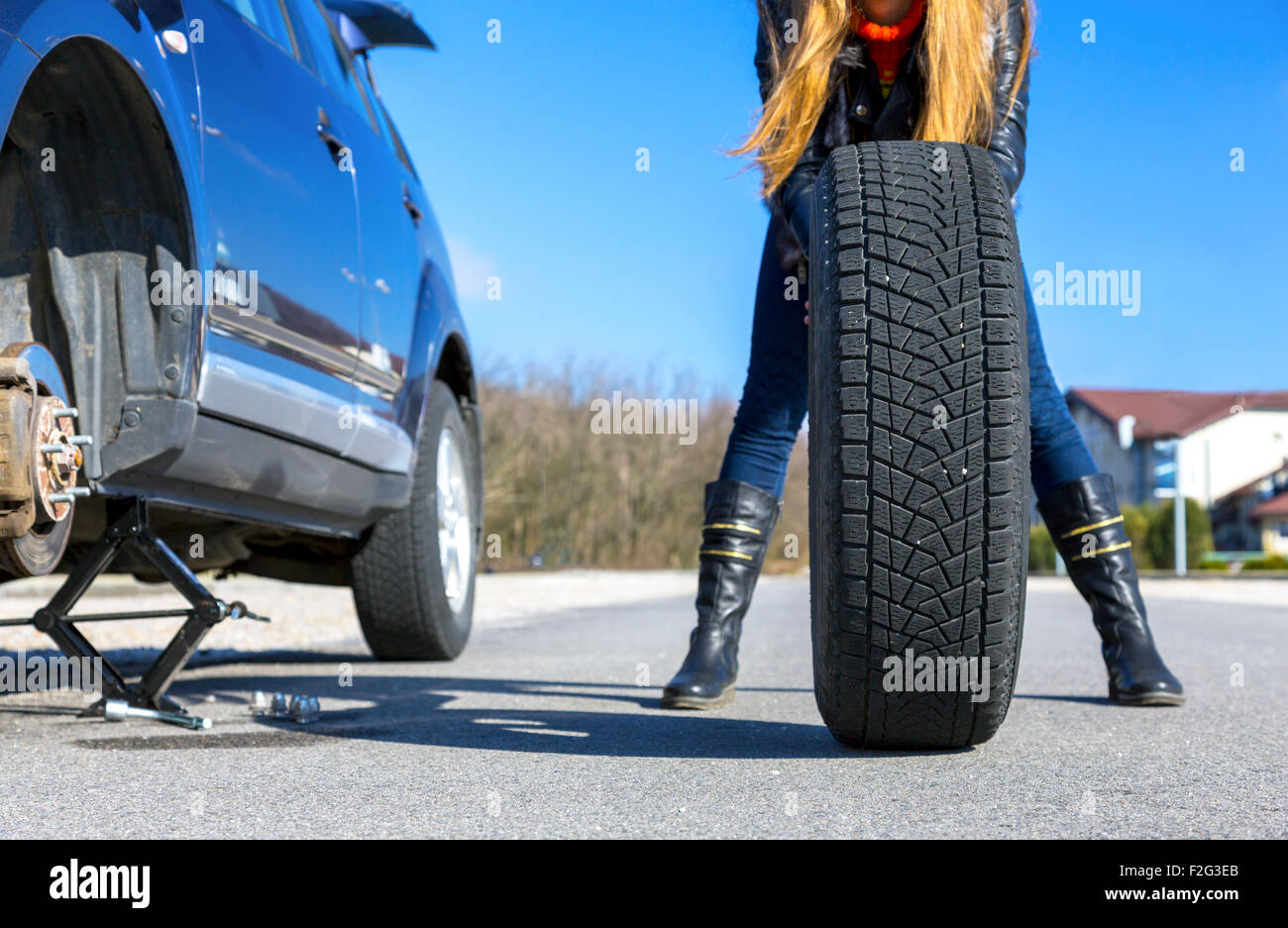 Unexpected accident on the road Stock Photo