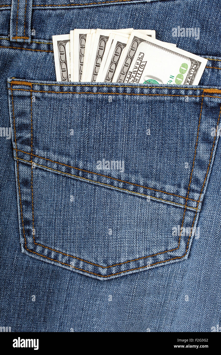 Jeans with American money Stock Photo