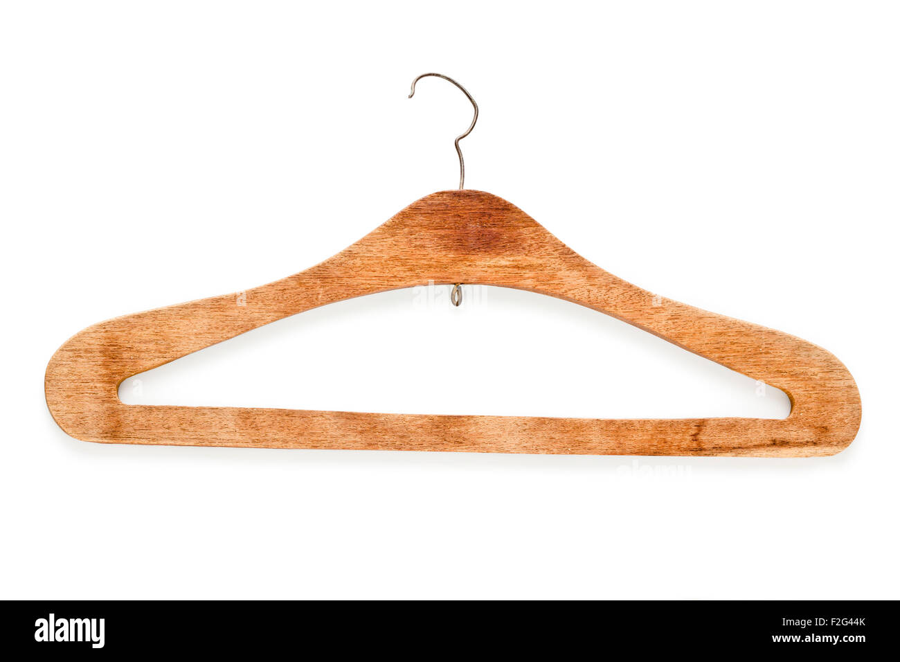 Old  wooden coat hanger  on white background Stock Photo