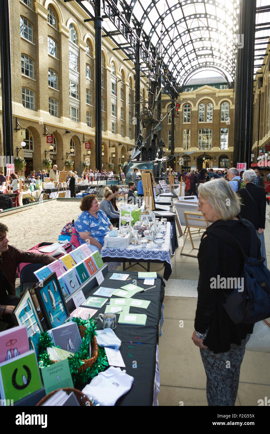 Arts and crafts fair at the Hay's Galleria, London, England, UK Stock