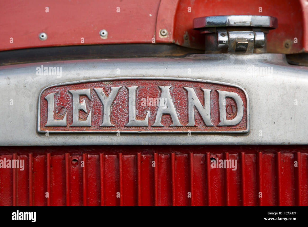 Leyland nameplate on commercial vehicle Stock Photo