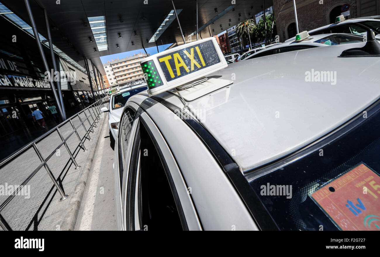 Taxi outside María Zambrano train station in Malaga,Spain Stock Photo