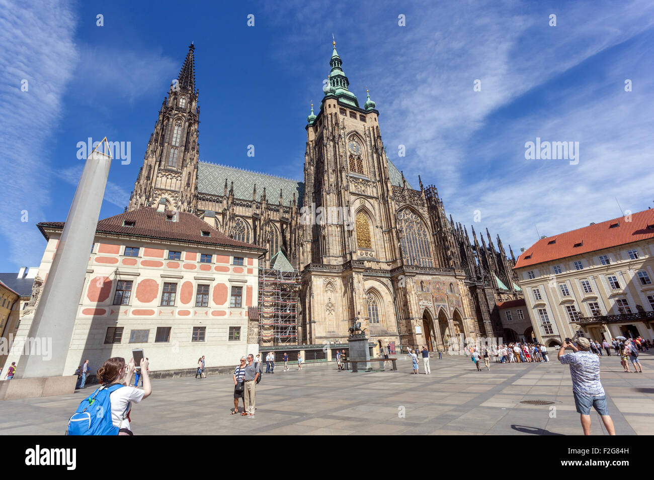 Prague Castle courtyard, Prague Cathedral of St Vitus stands in the center of the Prague castle complex Stock Photo