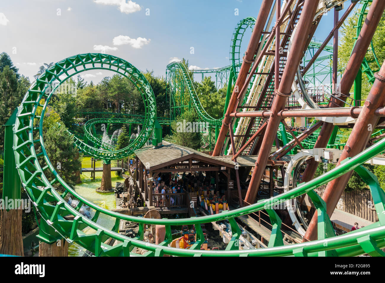 Roller Coaster At Gardaland The Largest Amusement Park In Italy Stock
