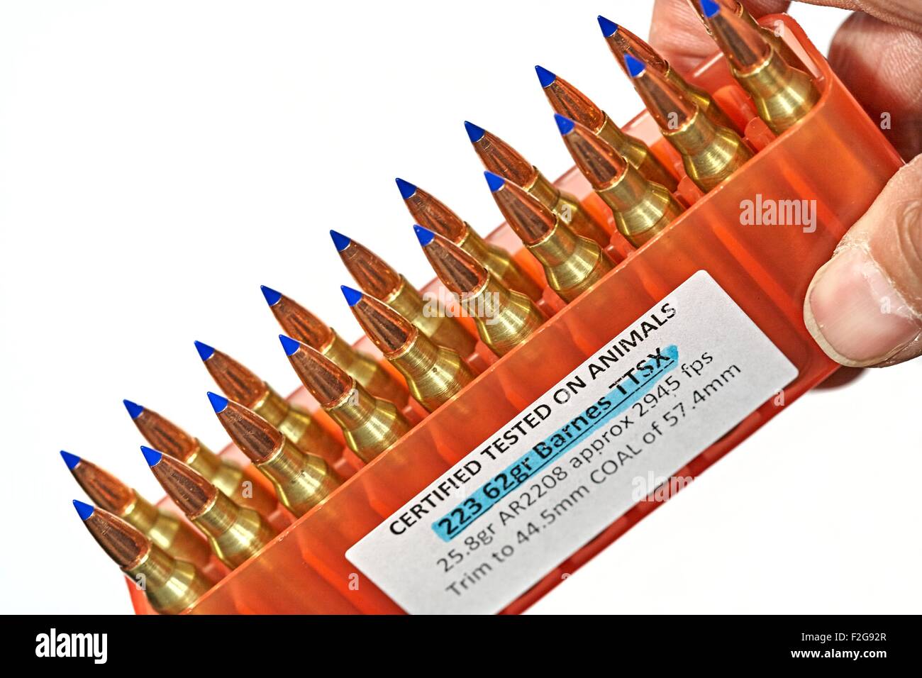 223 5.56x45 Barnes Tipped TSX Ballistic Tip Ammunition 20 rounds Stock Photo