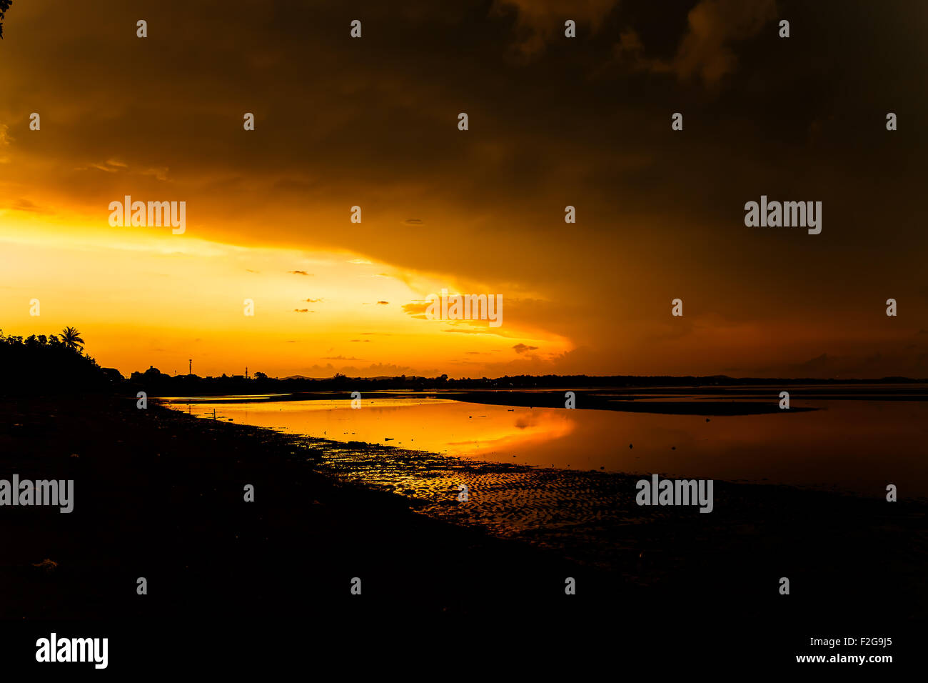 atmosphere at sunrise on the beach Stock Photo