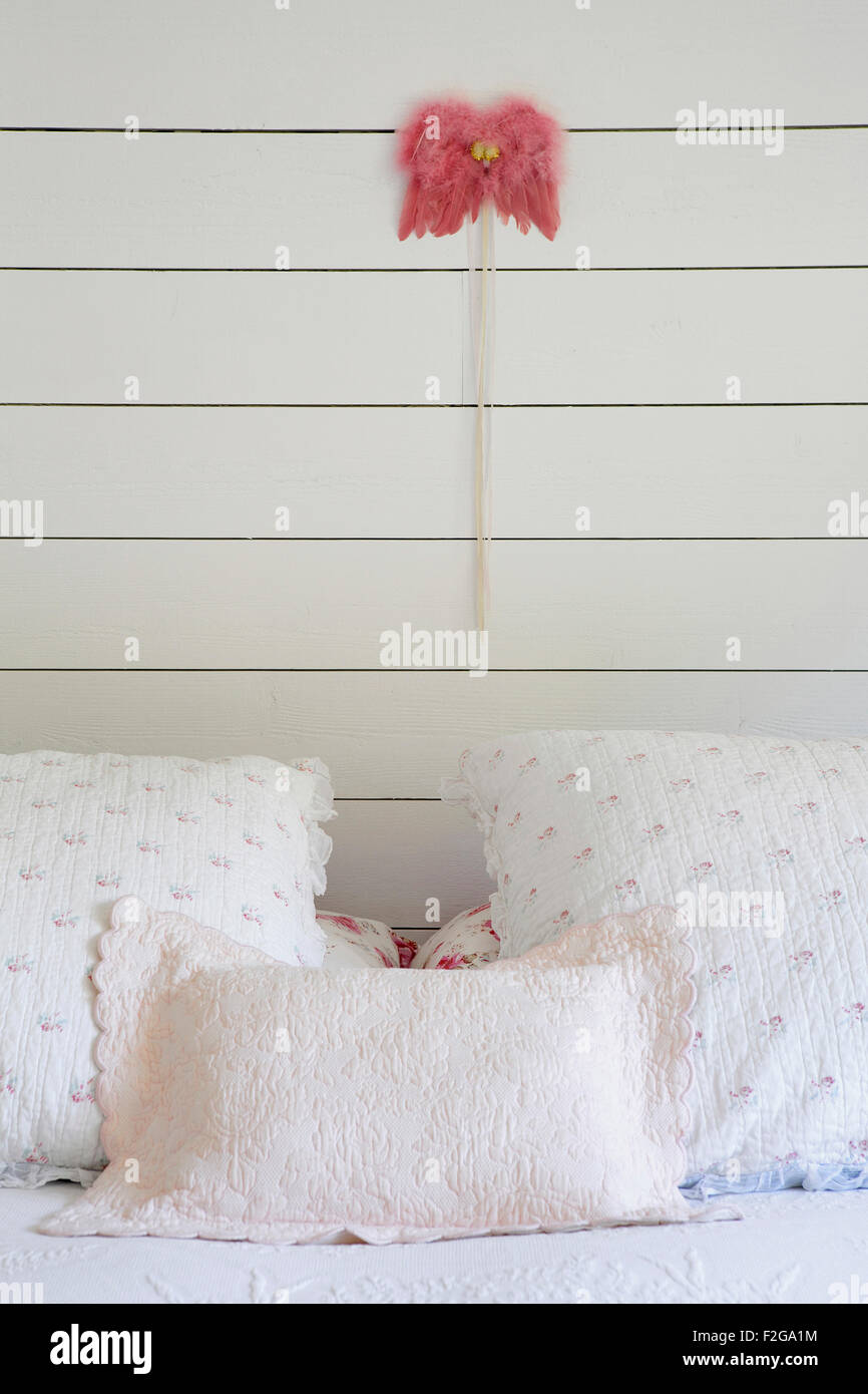 Decorative bed pillows Stock Photo