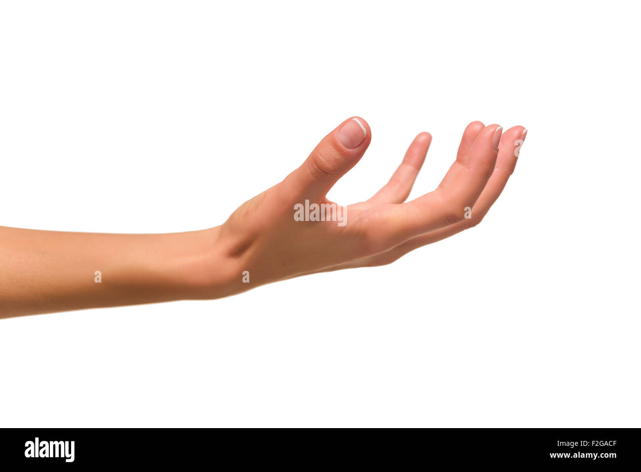 Open a woman's hand, palm up. Stock Photo