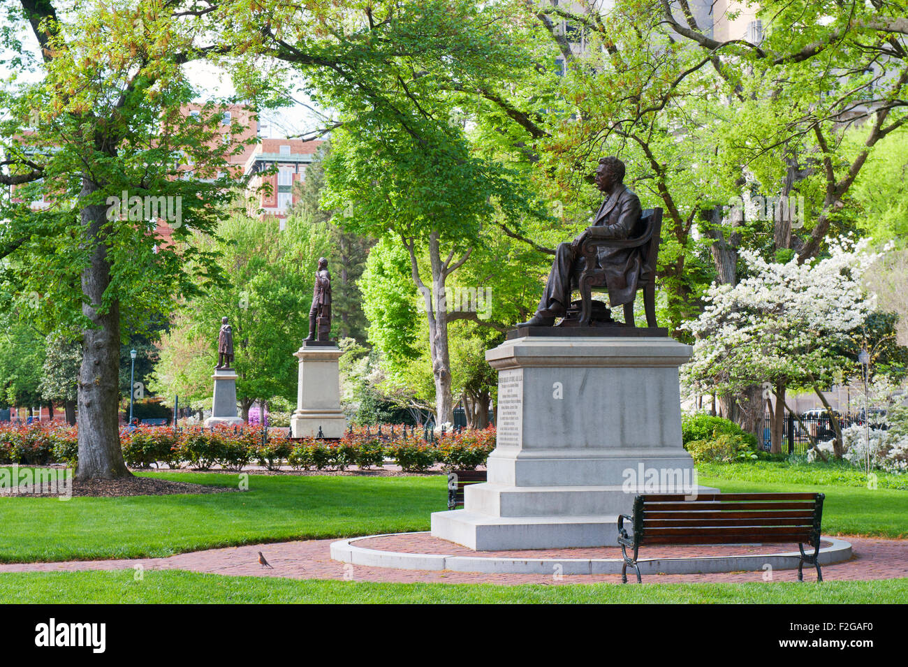 Public monuments on the grounds of the State Capitol, Richmond, Virginia, USA. Stock Photo