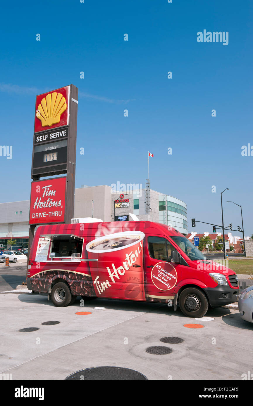 Tim Horton's mobile coffee shop. Stock Photo