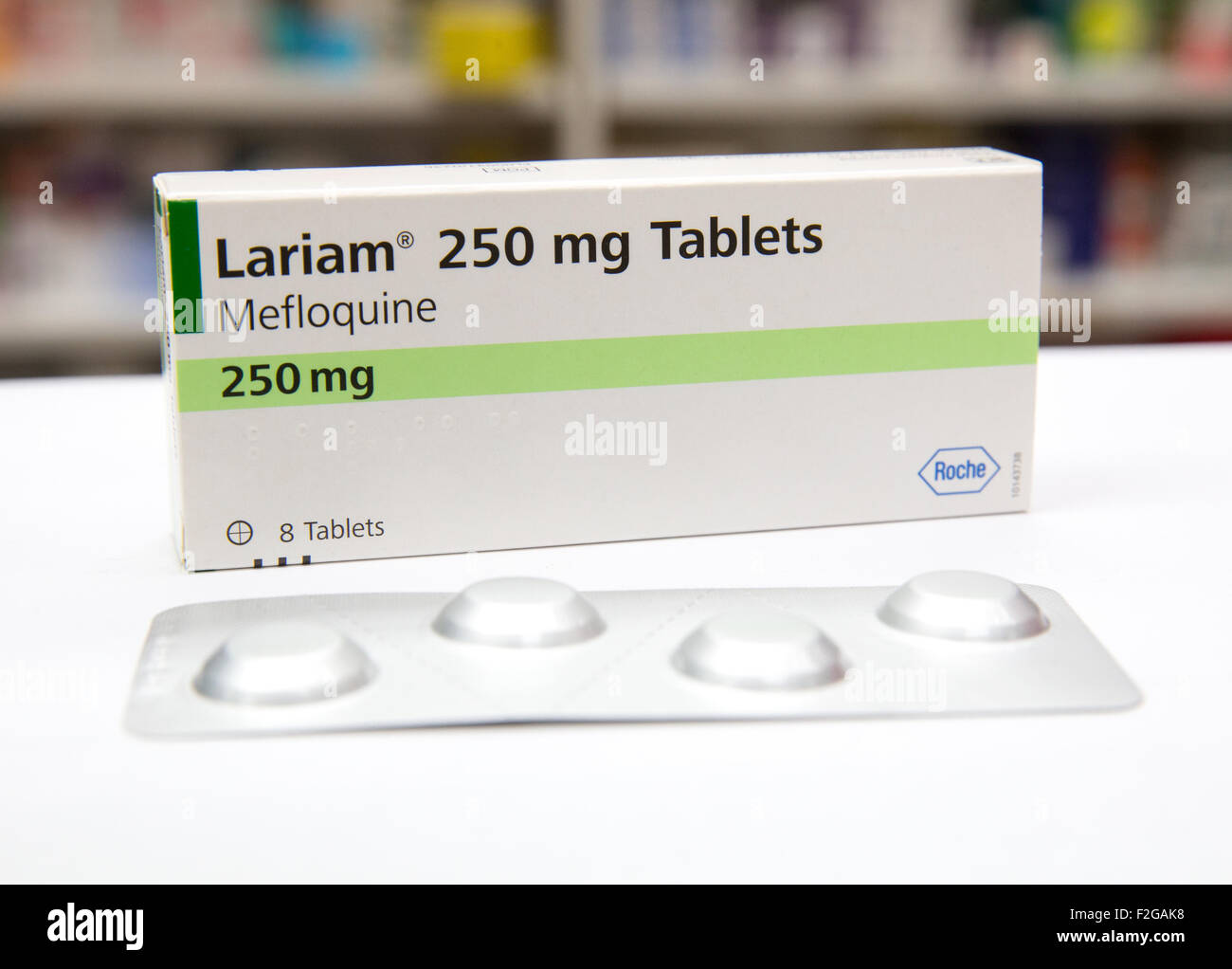 Anti-malarial drug Lariam which contains mefloquine.Members of the army have complained of nightmares and depression Stock Photo