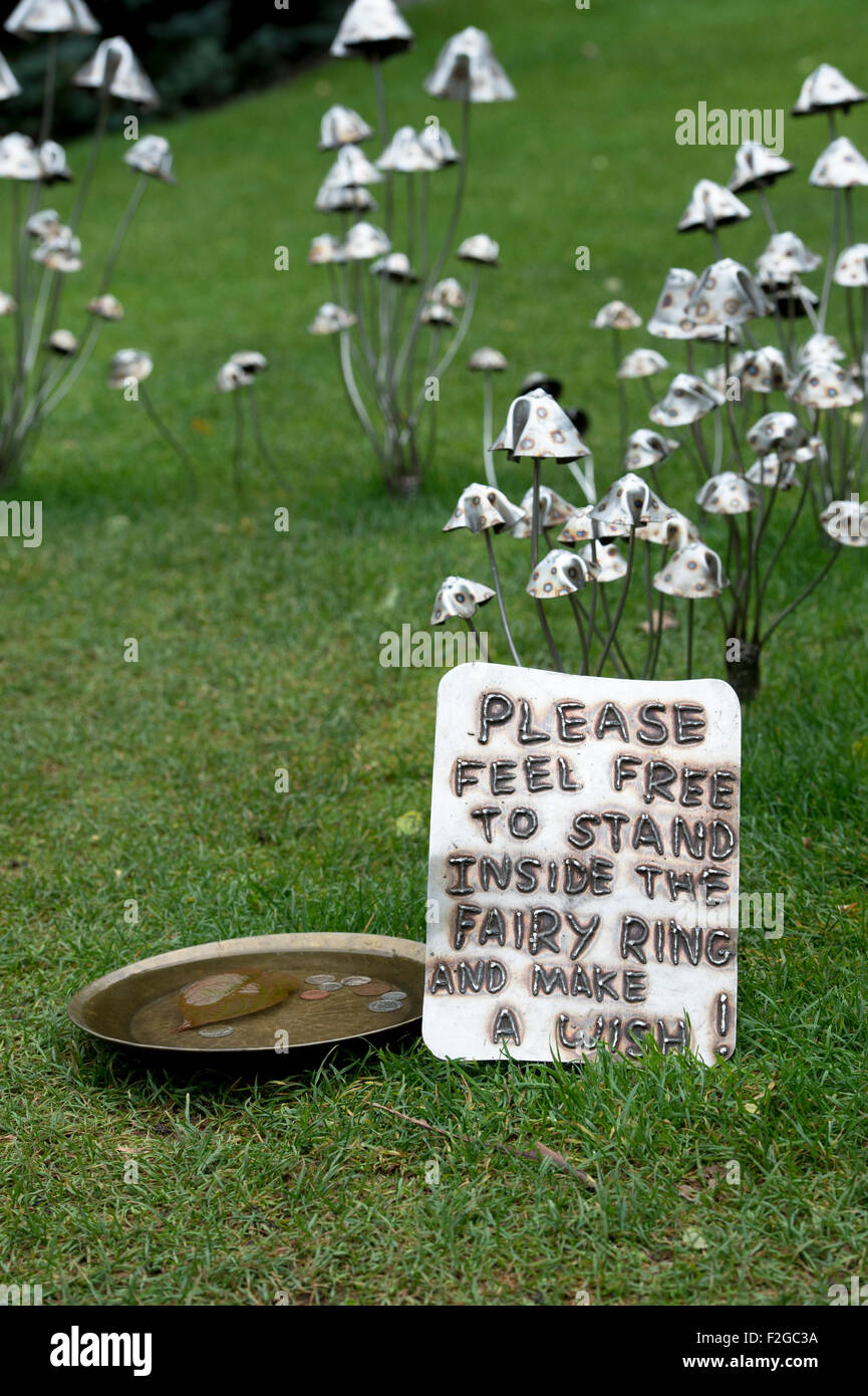 Fairy ring 'make a wish' sculpture at RHS Harlow Carr. Harrogate, England Stock Photo