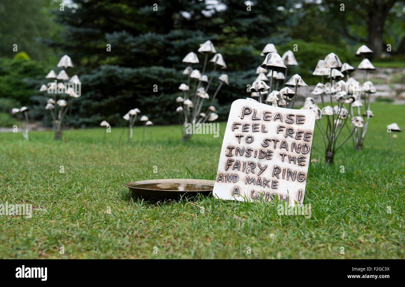 Fairy ring 'make a wish' sculpture at RHS Harlow Carr. Harrogate