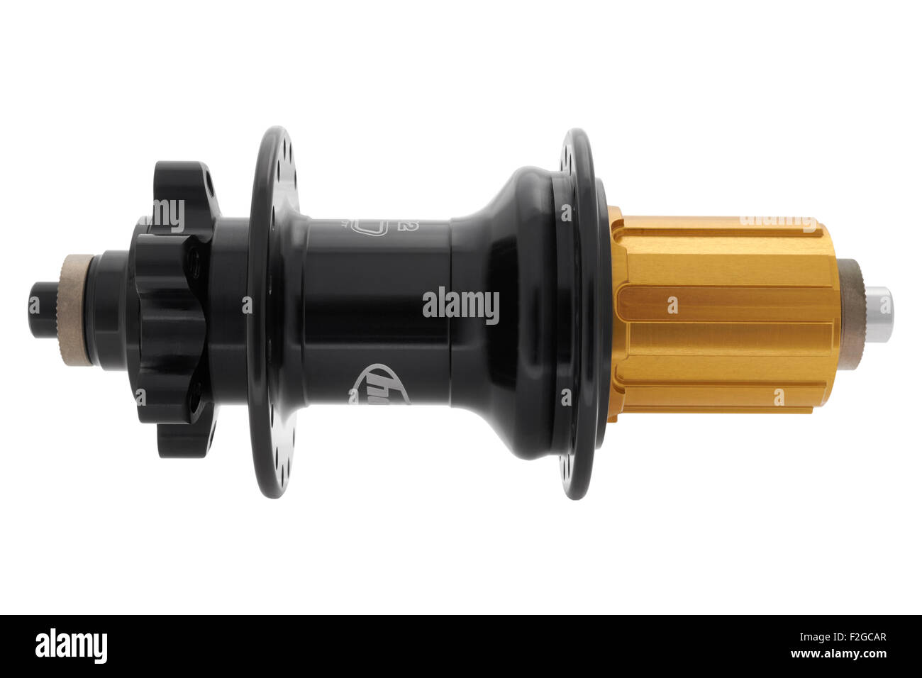 Bicycle disk brake rear hub on white background Stock Photo - Alamy