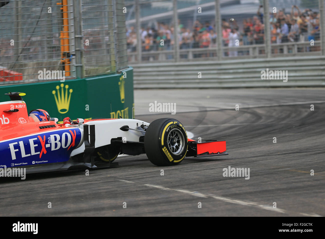 Singapore. 18th September, 2015. 18.09.2015. Marina Bay Street Circuit, Singapore, Formula One Grand Prix of Singapore, Free practise day. Manor Marussia F1 Team &#x2013; Alexander Rossi Credit:  Action Plus Sports Images/Alamy Live News Stock Photo