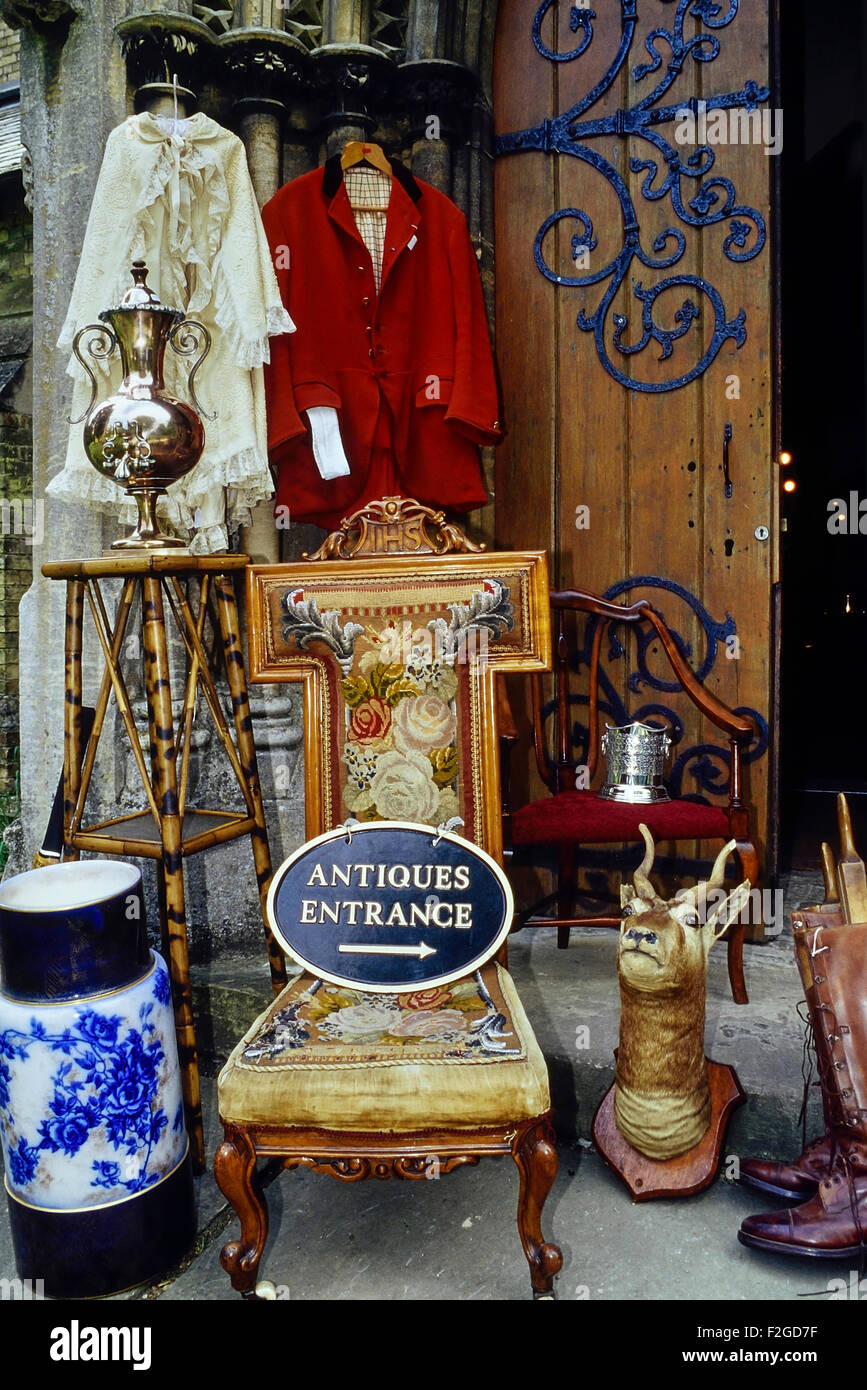 Antique shop entrance. Horncastle. Lincolnshire Wolds. England. UK Stock Photo