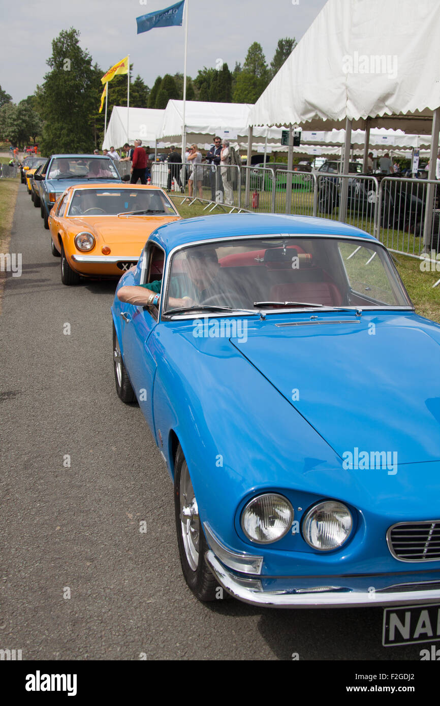 Cholmondeley Pageant of Power, Cheshire. A line of classic Lotus cars at Cholmondeley Pageant of Power. Stock Photo