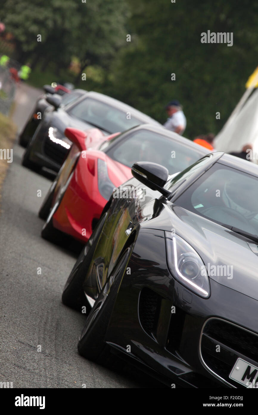 Cholmondeley Pageant of Power, Cheshire. Sports cars line up at the