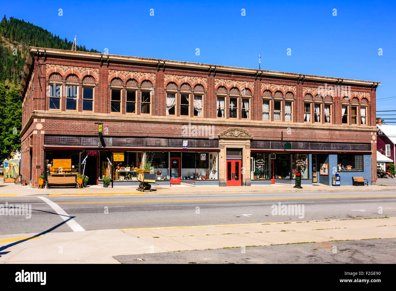 The Shoshone building housing a museum and multiple stores in the old