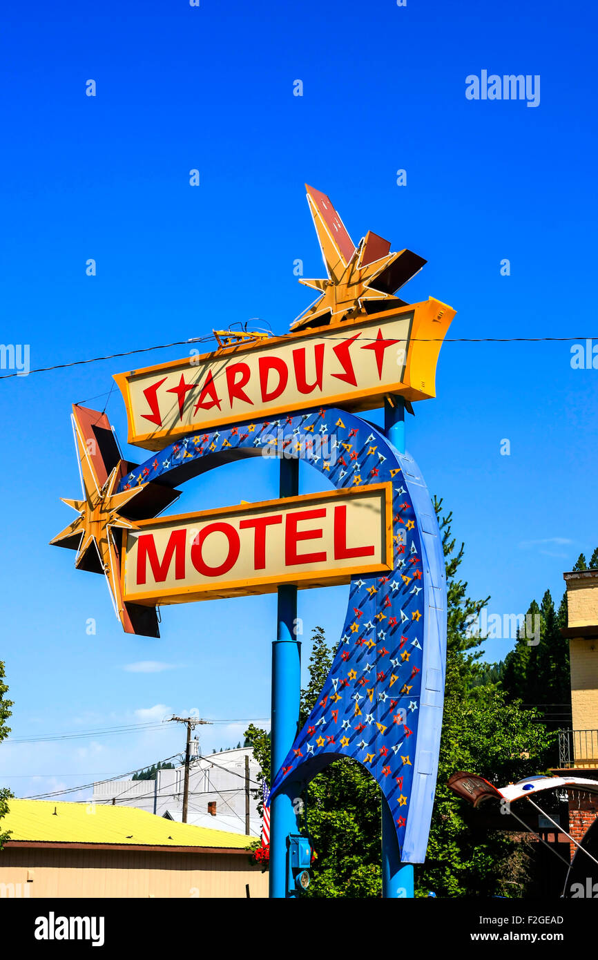 The bedazzling Stardust Motel sign in the historic city of Wallace and set in the Silver Valley mining district of Idaho Stock Photo - Alamy