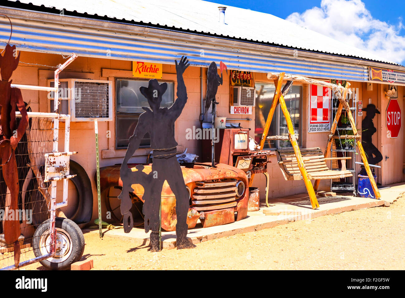 Route 66 Collectibles and Memorabilia in a store yard in Tucumcari NM