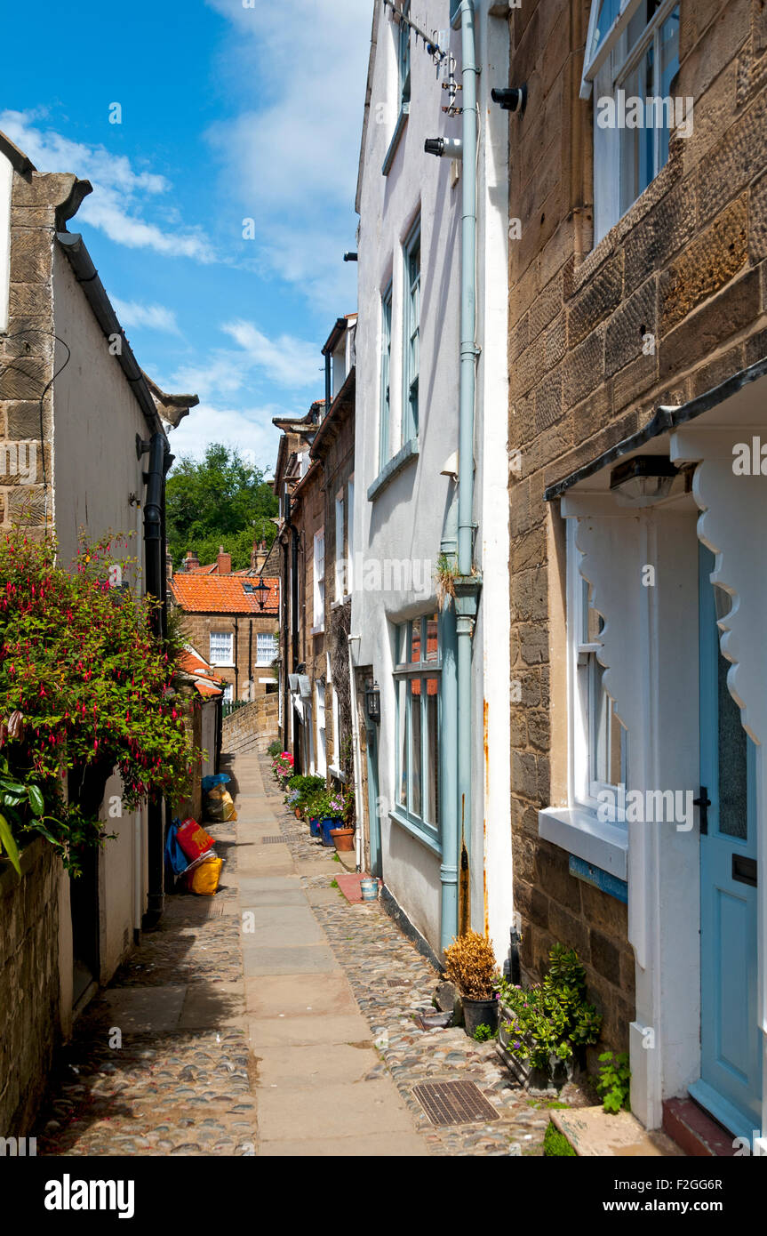 Houses in one of the narrow passages, or allyways, in Robin Hood's Bay