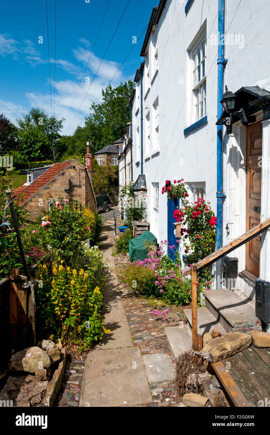 Houses in one of the narrow passages, or allyways, in Robin Hood's Bay