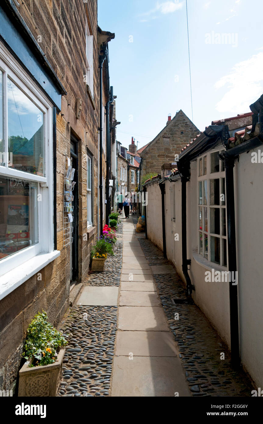 Houses in one of the narrow passages, or allyways, in Robin Hood's Bay
