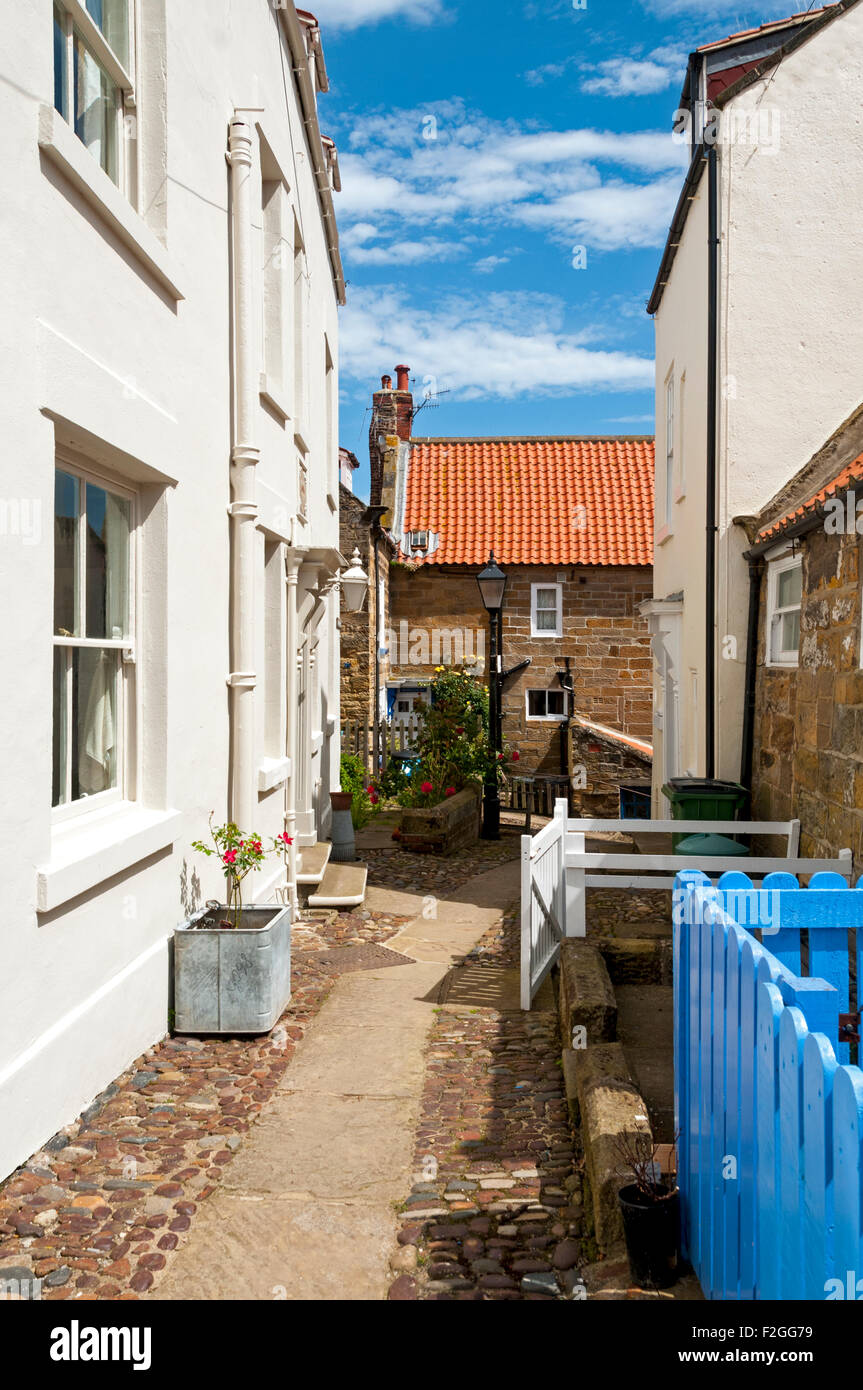 Houses in one of the narrow passages, or allyways, in Robin Hood's Bay