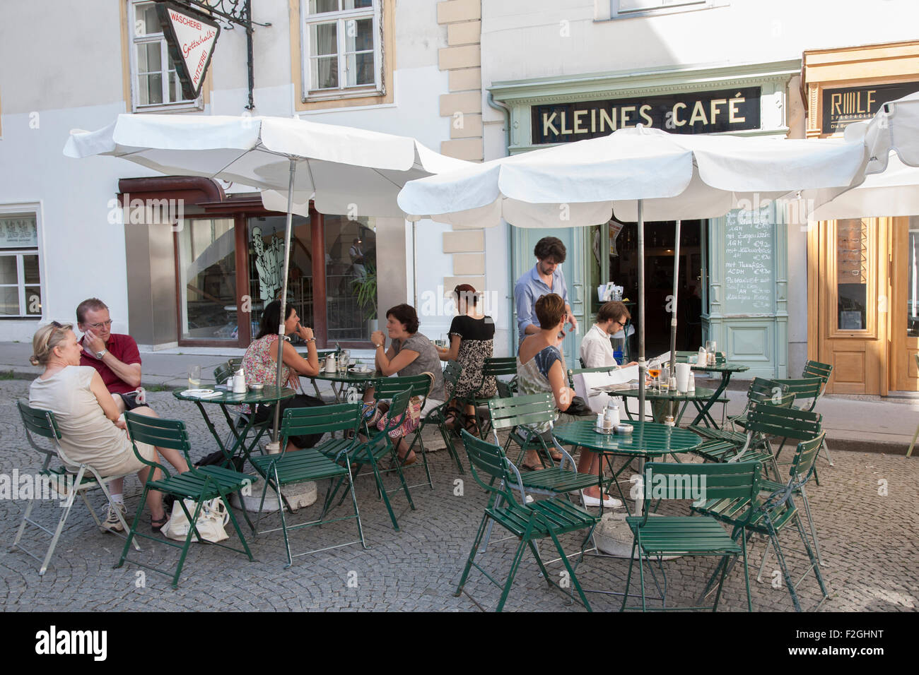 Kleines Cafe, Franziskanerplatz Square, Vienna, Austria Stock Photo