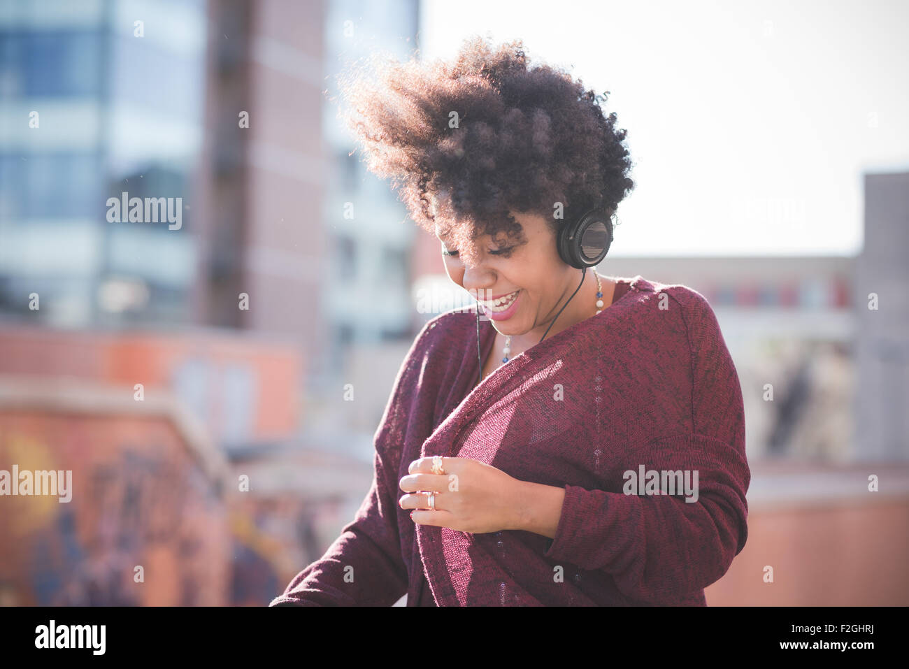 Half Length Of A Young Beautiful Black Curly Hair African Woman