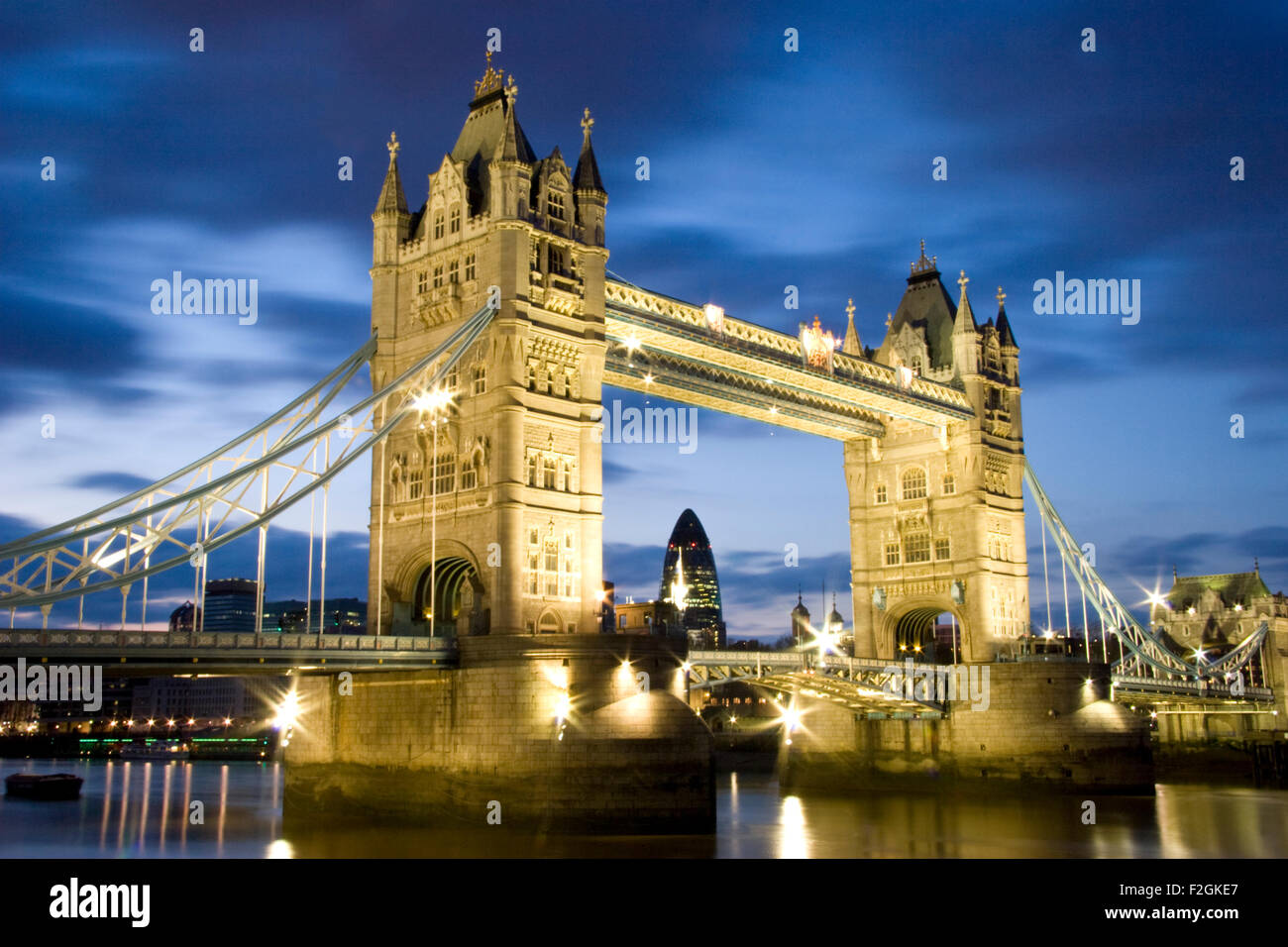 A view of Tower Bridge at dusk Stock Photo