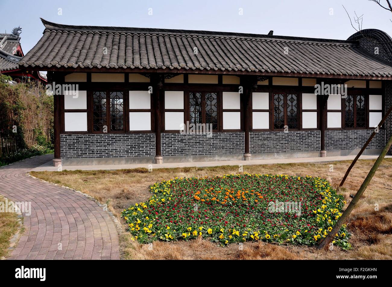 Sheng Pin, China:  Brick and half-timbered building at the General Yin Chang Heng Historic House Museum Stock Photo