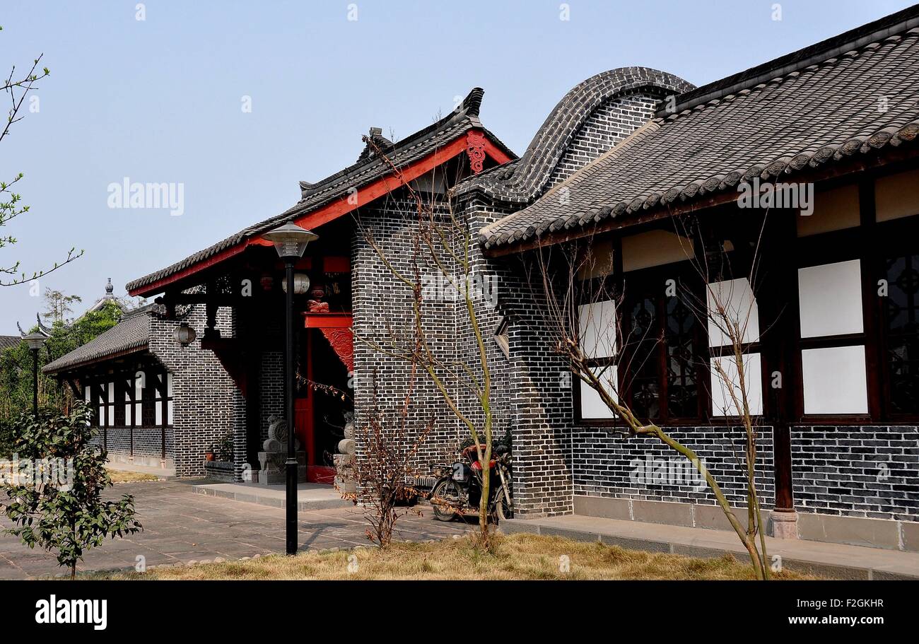 Sheng Pin, China:  Traditional Chinese style gray brick buildings at the General Yin Chang Heng Historic House Museum Stock Photo