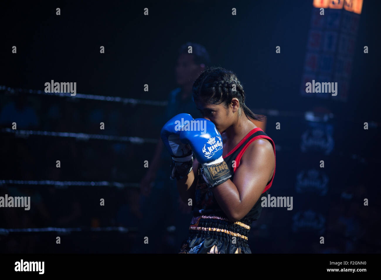 Muay Thai fight in Thailand boxing stadium Stock Photo Alamy
