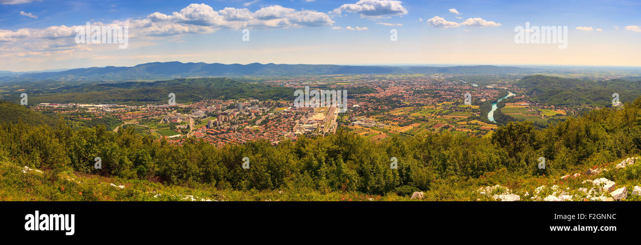 View of Gorizia and Nova Gorica from sabotin mountain Stock Photo
