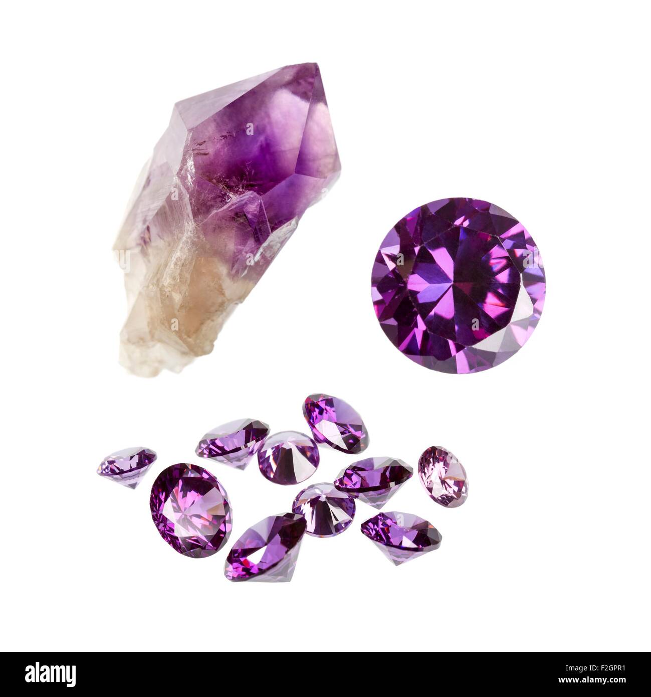 Amethyst gemstones and crystal Stock Photo