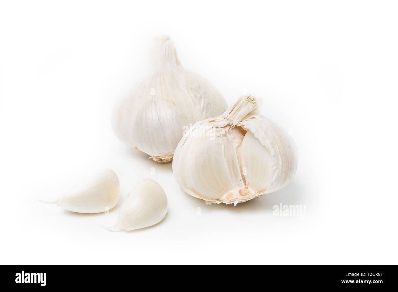 Garlic bulb and single cloves isolated on white Background Stock Photo ...