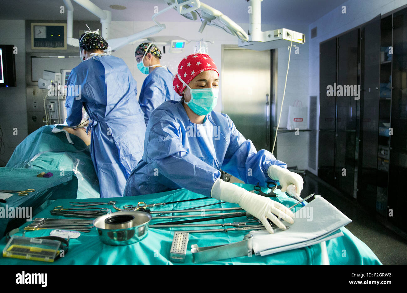 Laparoscopic surgery, also called minimally invasive surgery MIS in a hospital in Spain. Stock Photo