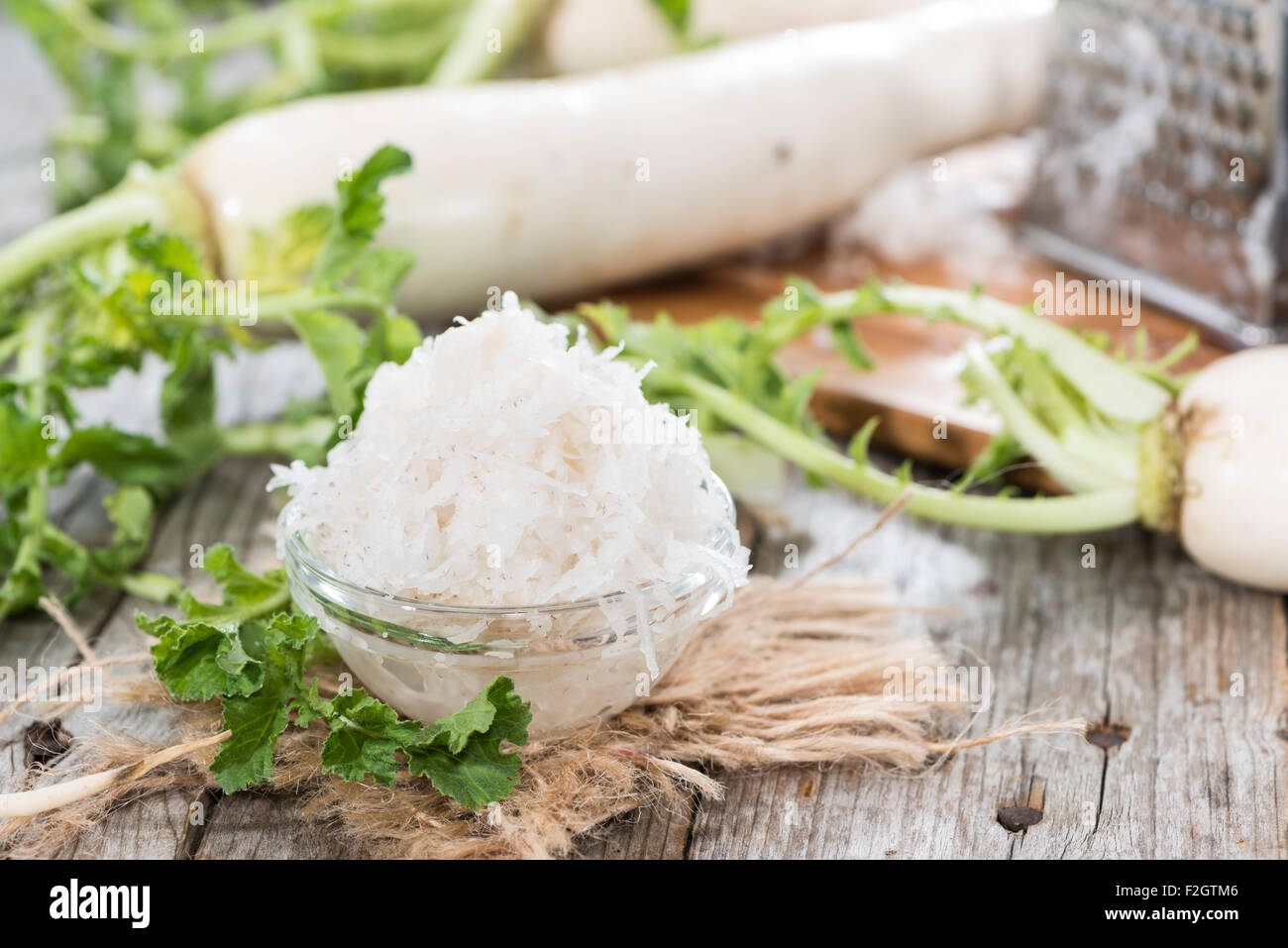 Fresh grated Horseradish on dark wooden background Stock Photo Alamy