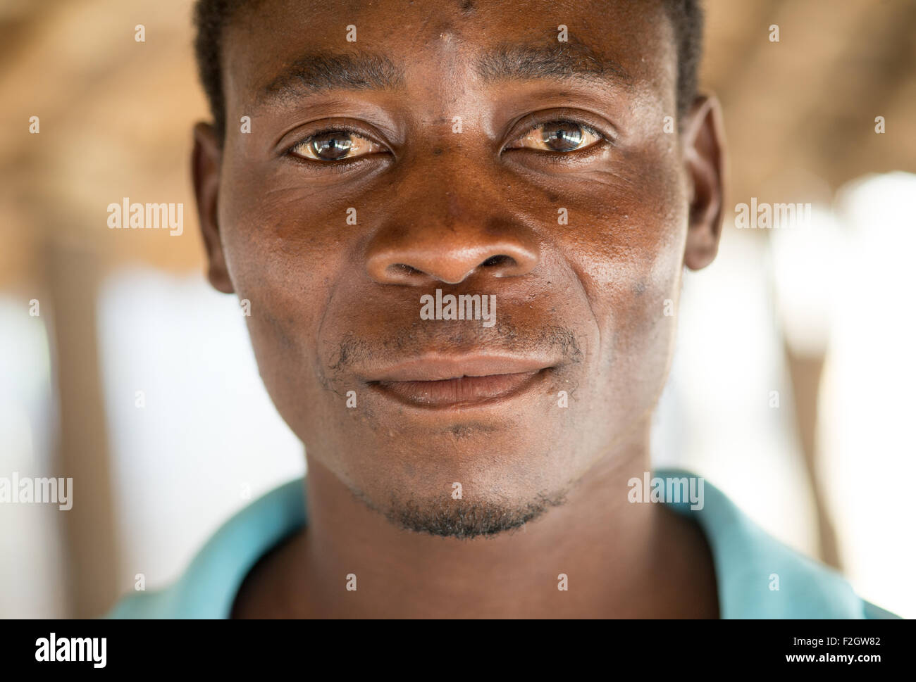Close-up of African man in Sexaxa Village in Botswana, Africa Stock Photo