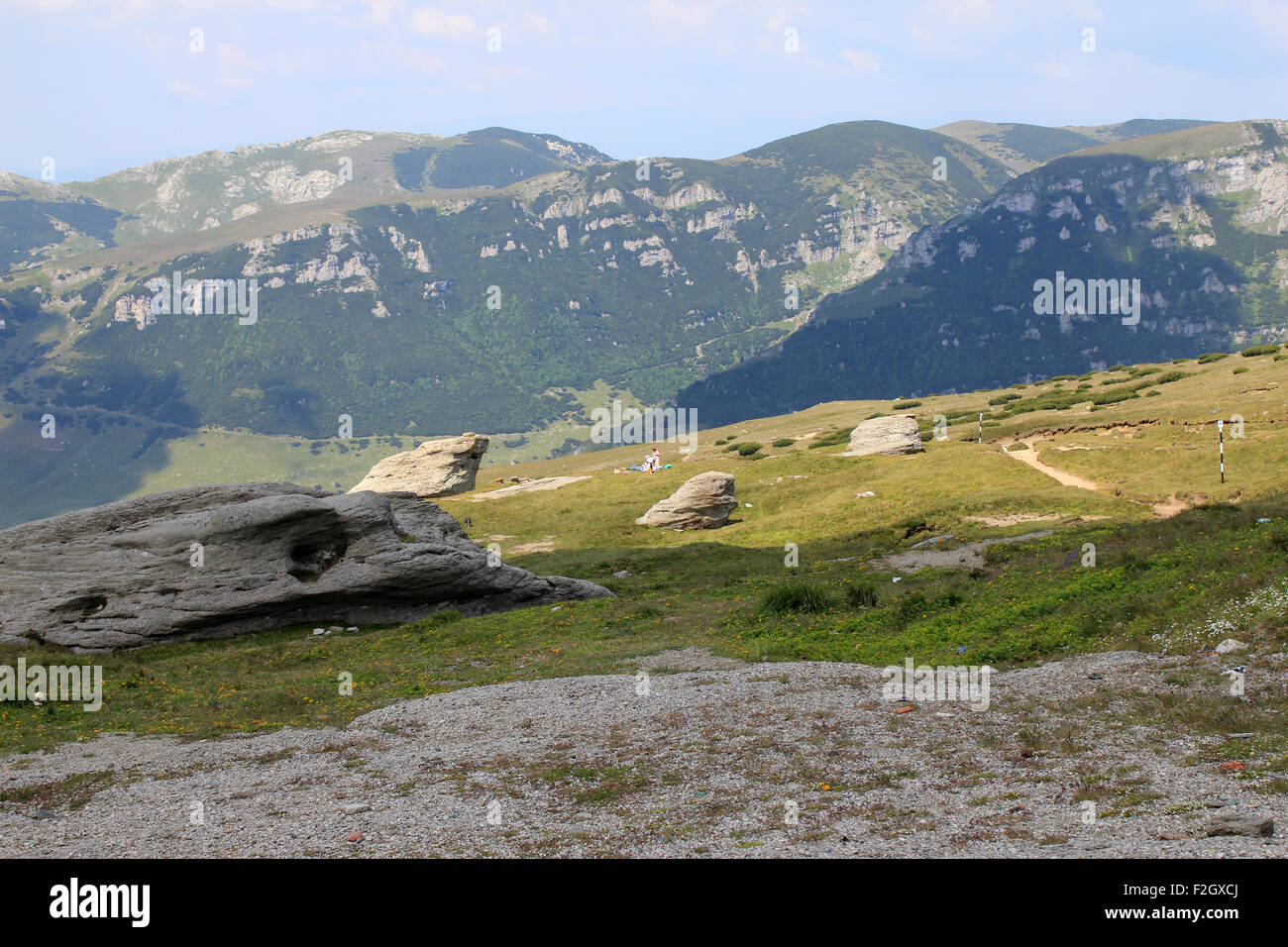 Babele and the Sphinx of Bucegi Mountains in Busteni - Romania Stock Photo